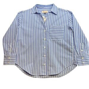 New with Tags philosophy Republic Clothing Blue White Striped Button Up‎ Top XS